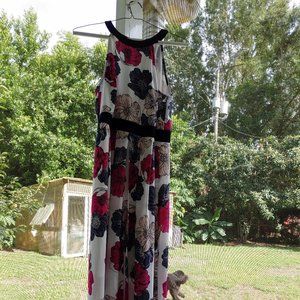 Ann Taylor long dress, white, blue, purple flowers